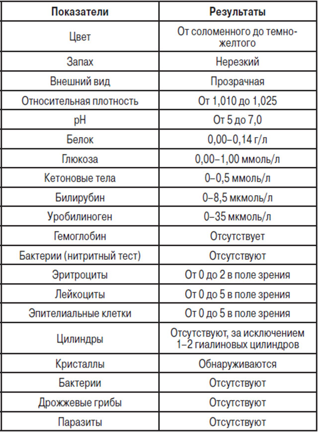 Нормы общего анализа мочи